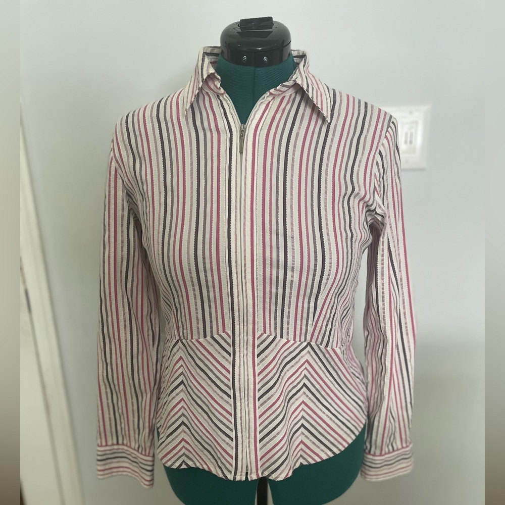 European Designer Zip-Up Blouse